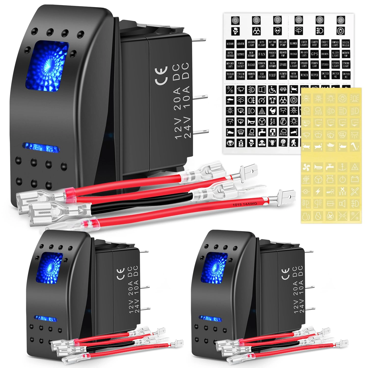 Nilight 90276B-C - Rocker Switch 5 PIN SPST 12V/24V 3 pcs