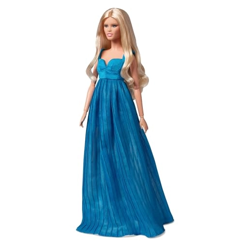 Claudia Schiffer Barbie in Versace - Limited Edition Sky Blue Robe Pleated Chiffon Skirt