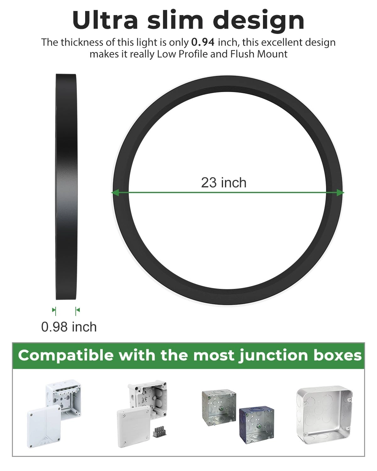 Flush Mount Ceiling Light Fixture - 3000/4000/6500K Dimmable