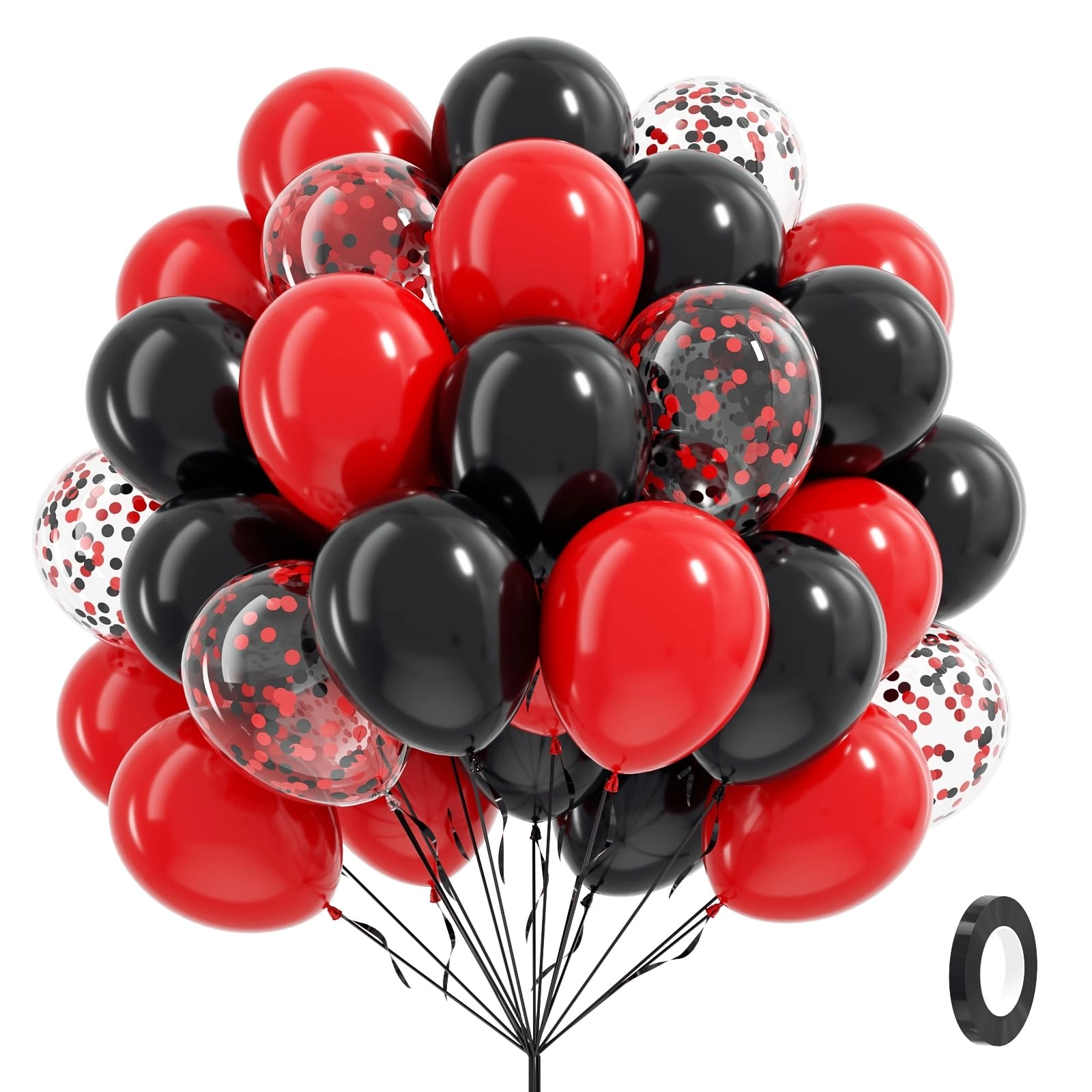 vicduotex Red and Black Balloons - 60pcs Anniversary, Birthday, Graduation, New Year, Party
