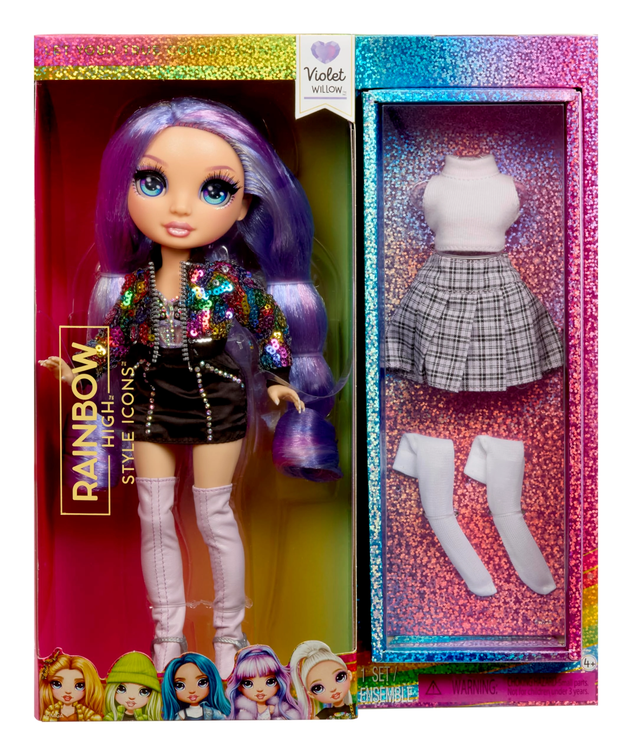 Rainbow High Violet Fashion Doll - 28 cm Second Outfit 13 points of articulation