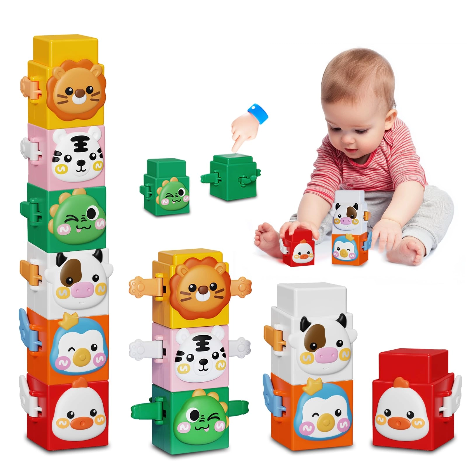 BLNOS Stacking Toys Set - 3 years and up 6 pieces