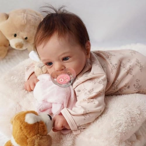Reborn Baby Doll - 19 Inch Cloth Body Black Curly Hair Ages 3+