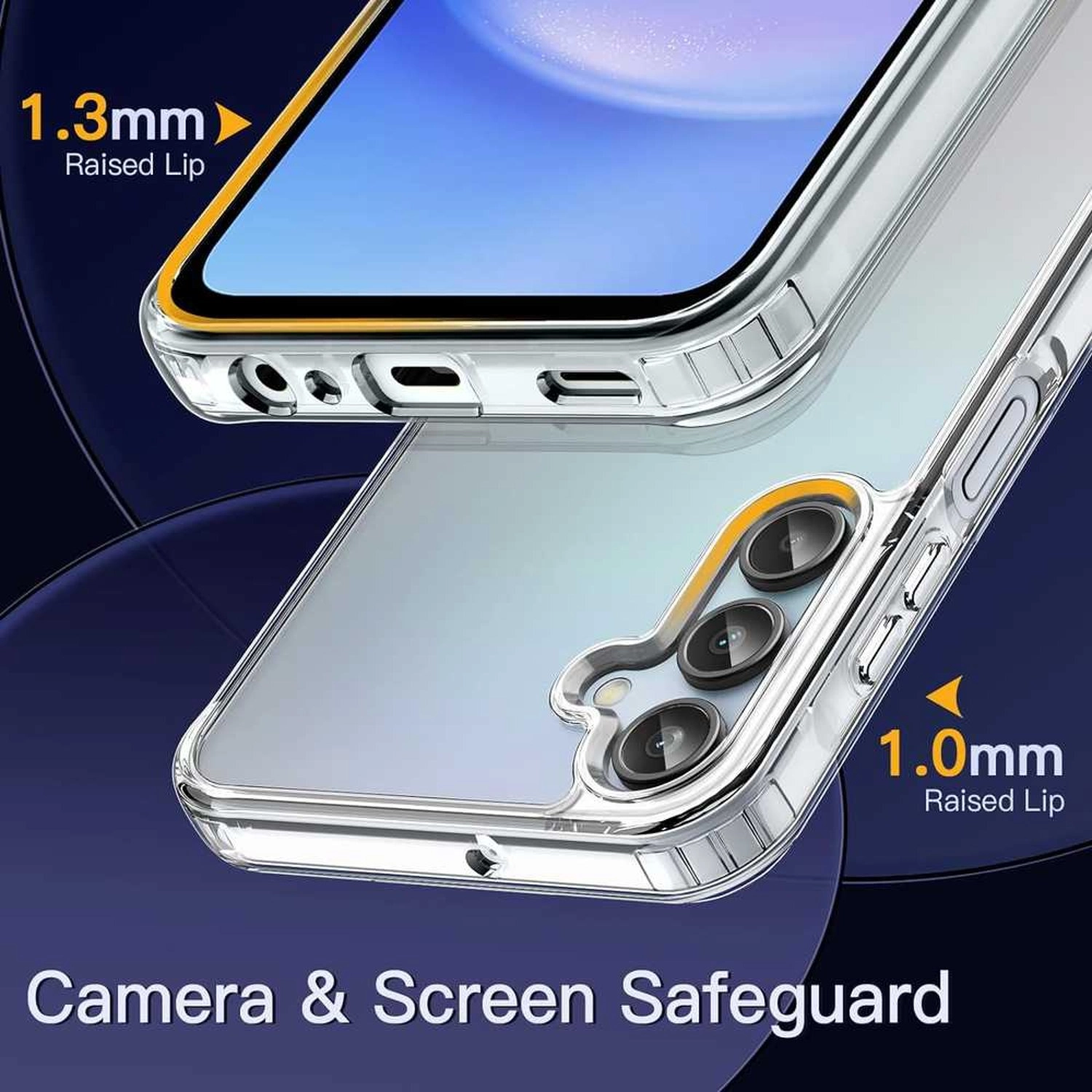 Clear Bumper TPU Case - TPU, PC Clear Case + Screen Protector for Samsung Galaxy A55