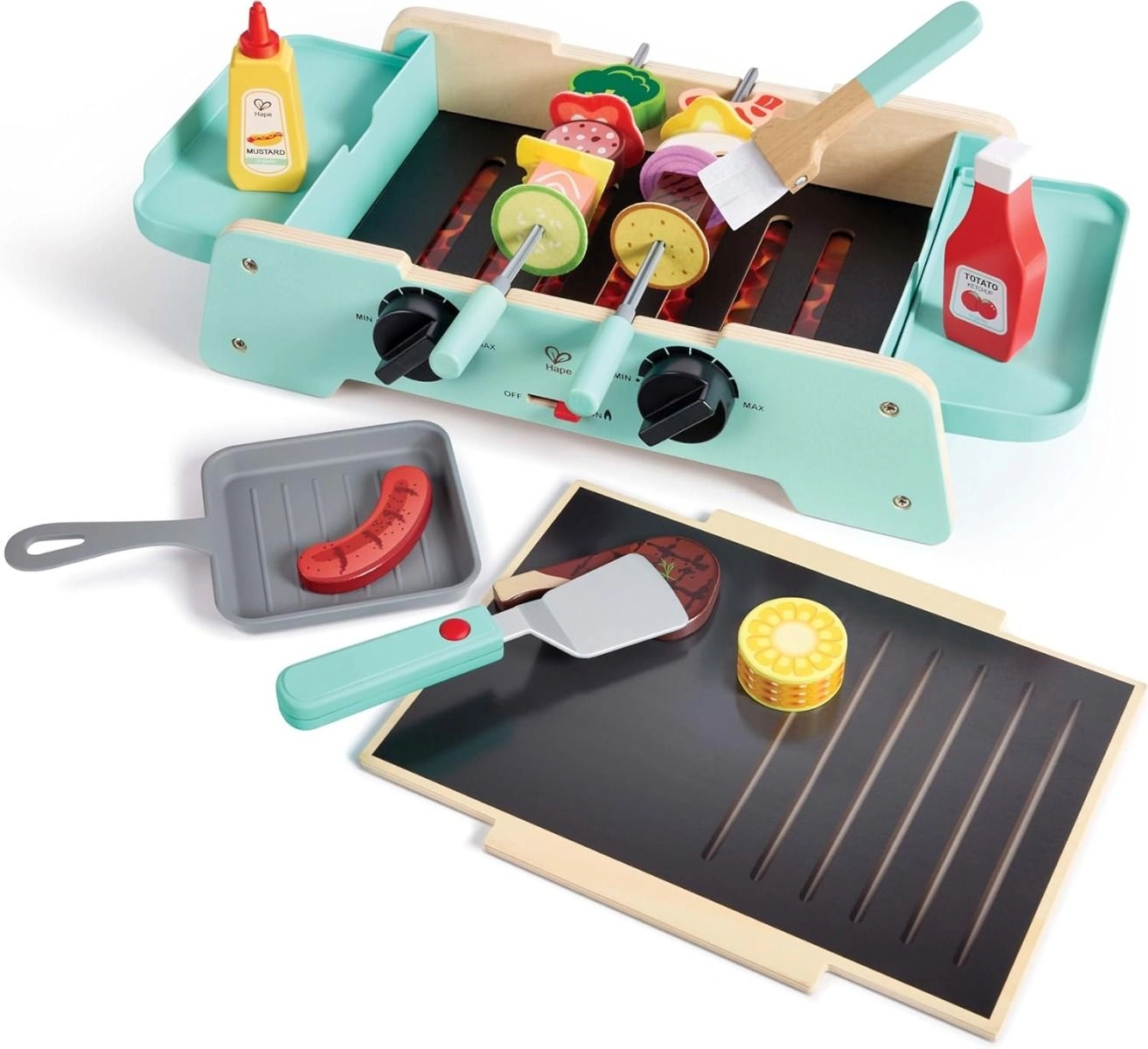 Wooden Sizzling Griddle & Grill BBQ Set - 24pcs (531-E3214)