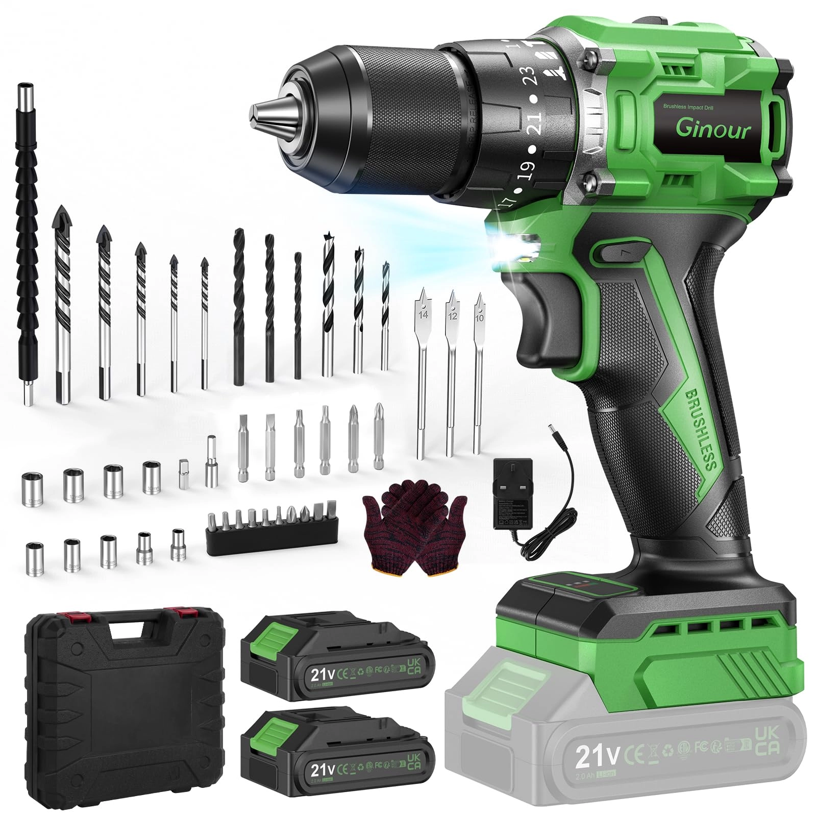 ginour 21 V brushless impact screwdriver - 2000 mAh
