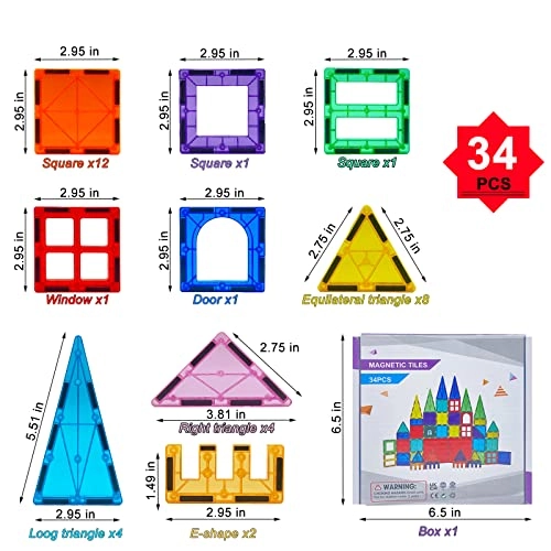 Magnetic Building Blocks - 34 pcs