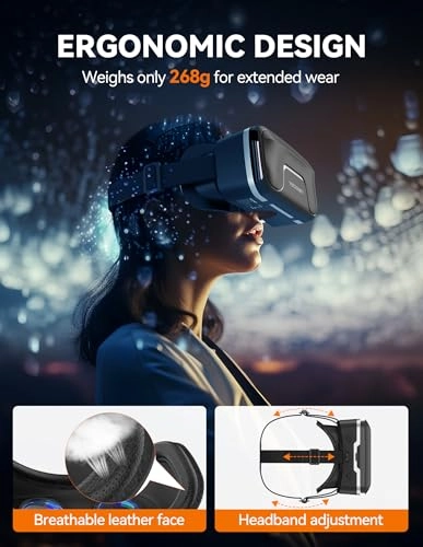 VR Headset - 110 FOV Anti-Blue Light Lenses