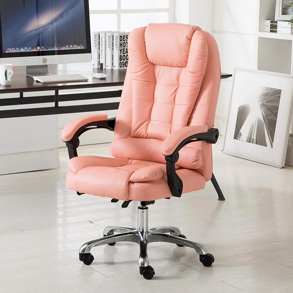 Desk Chair - PU Leather Brown High Back