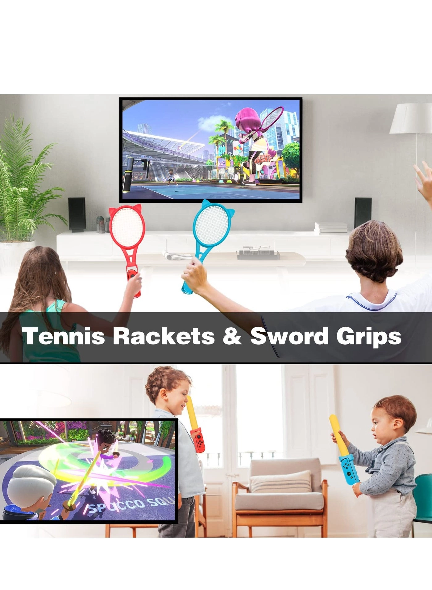 Tennis Rackets + Swords + Golf Clubs + Boxing Grips + Leg Straps + Joy-con Wrist Straps - Nintendo Switch
