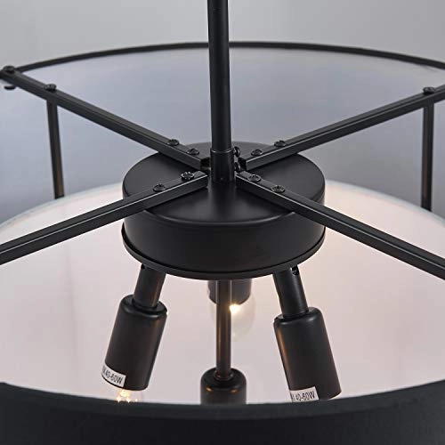 Modern Fabric Chandelier - 4-Lights Black H12 x D20