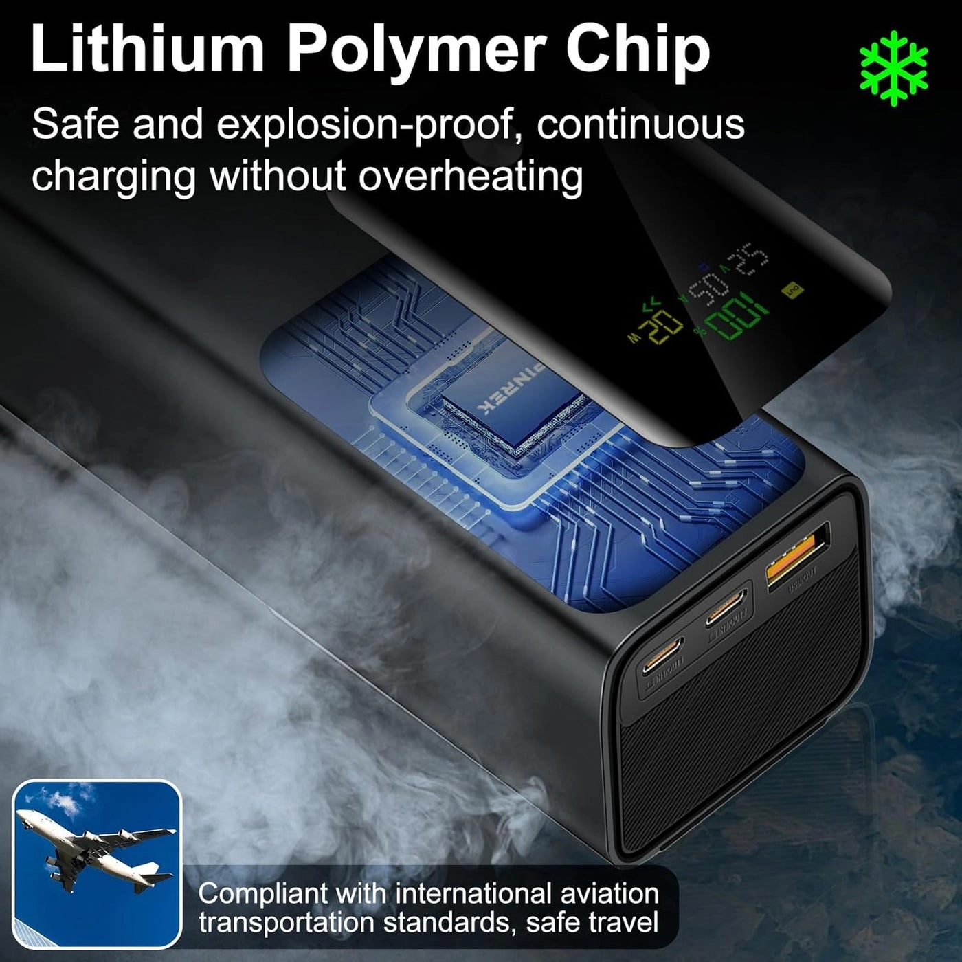 HTY-K81 - 20000mAh 100W 1 USB-A 2 USB-C