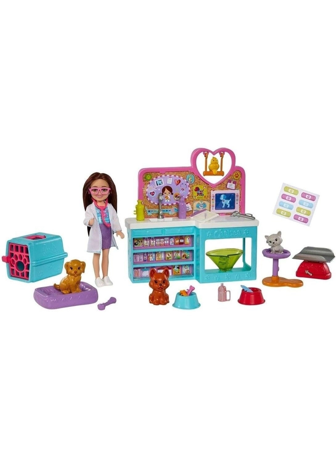 Barbie Chelsea Pet Vet Doll Playset - 18 Play Pieces Ages 3+