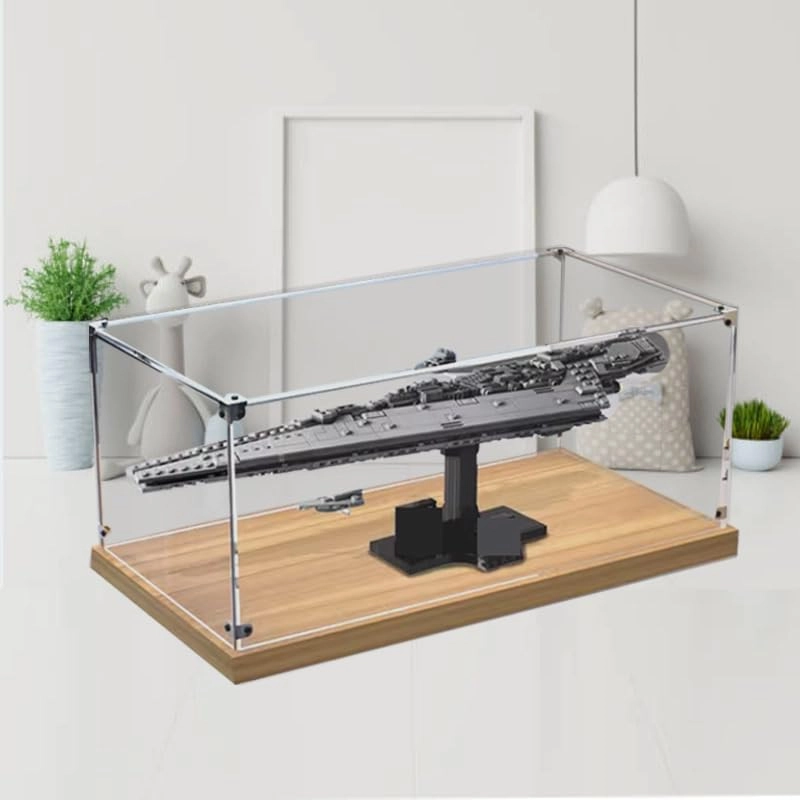 Display Case - Clear Acrylic 50x25x20cm Wood Bottom