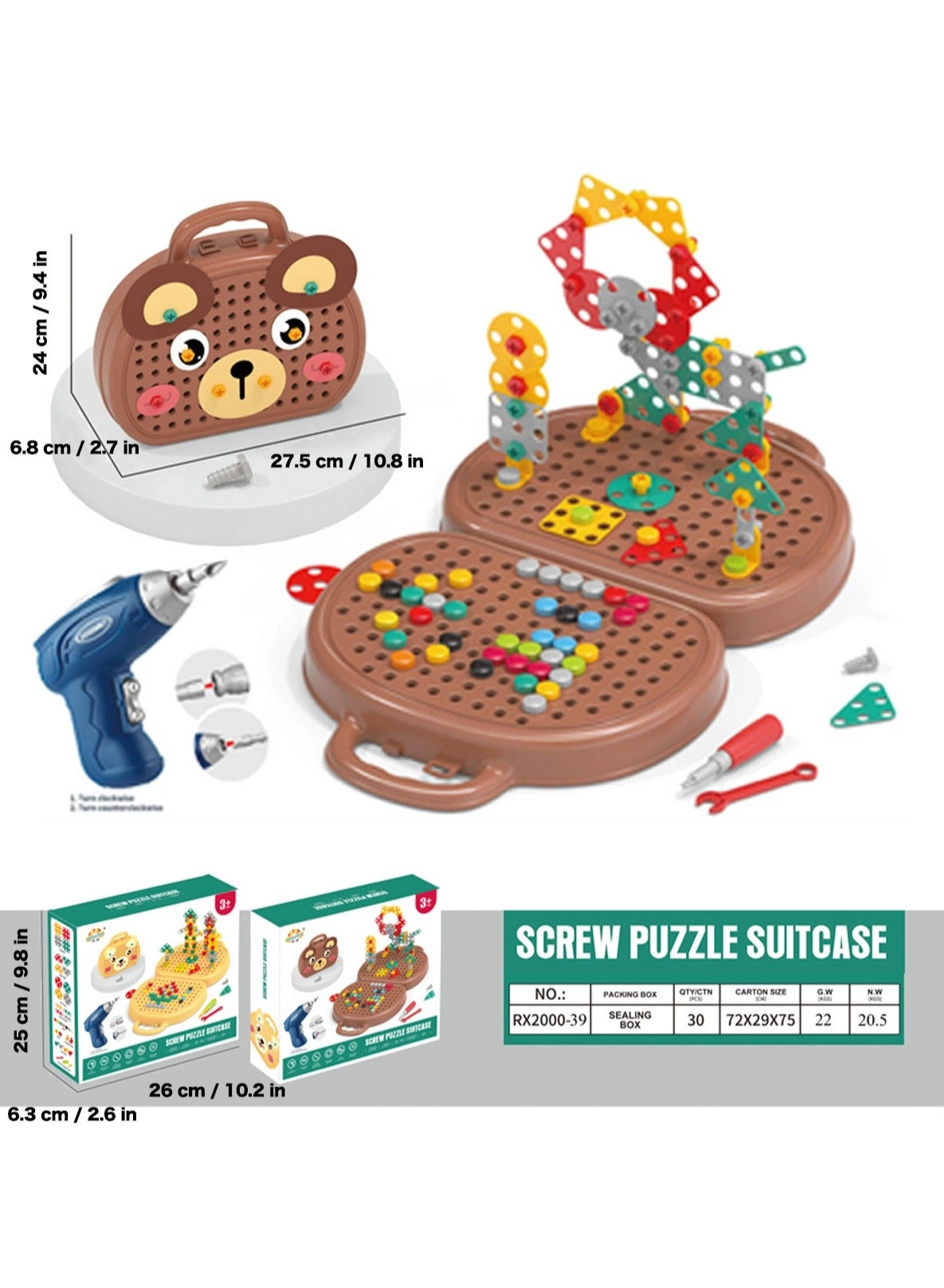 Bear shaped toolbox toys - 6+ Years 203 pieces