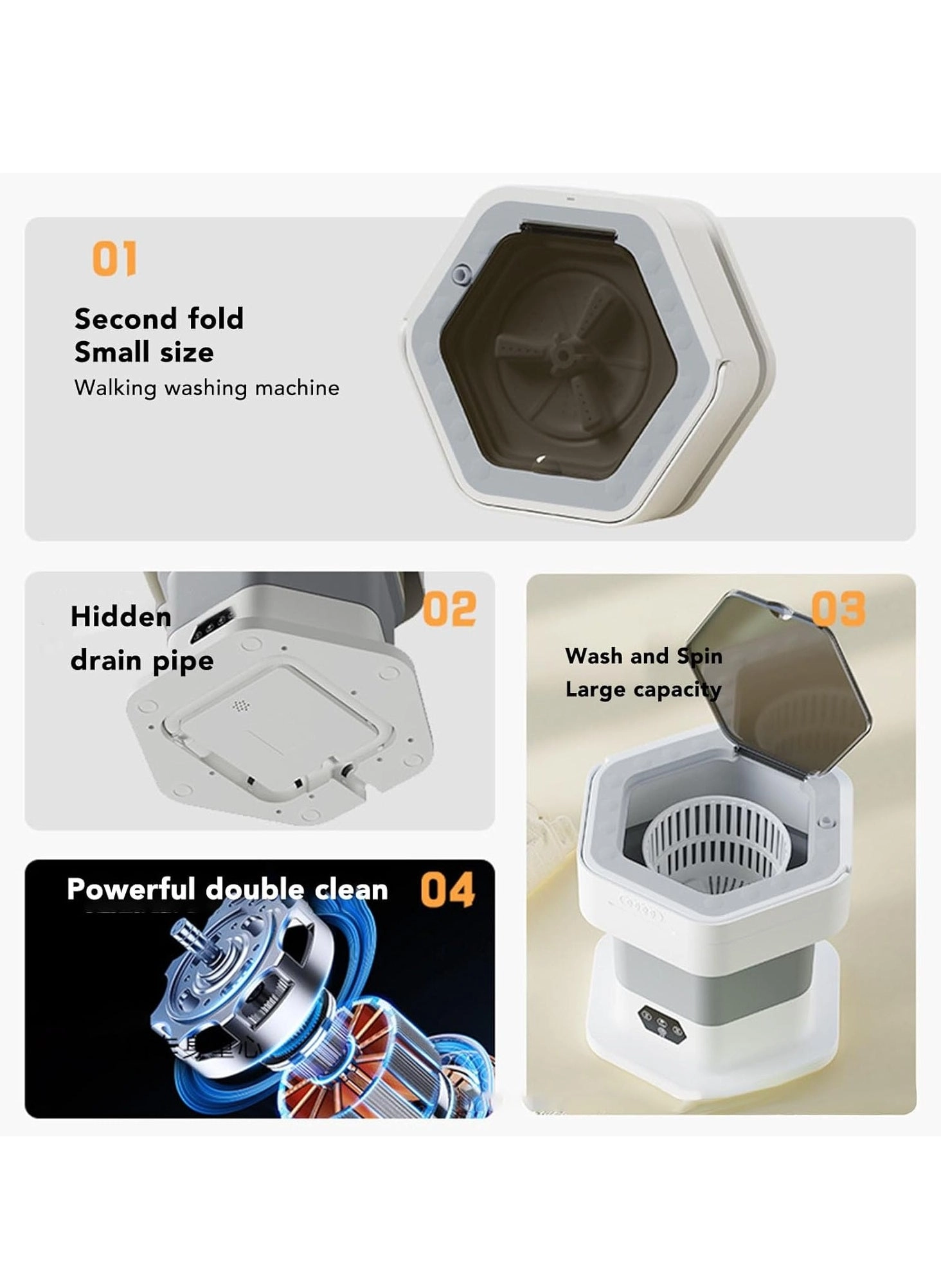 Portable Washing Machine, Portable Washer and Dryer, Small Collapsible Laundry for Travel, Large Capacity Foldable Mini Washing Machine for Apartment, Dorm, Camping, RV,