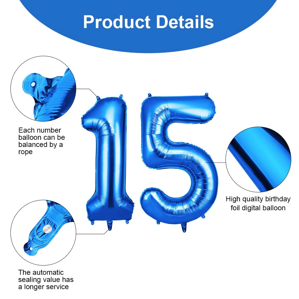 Number 15 Balloon - 2 piece(s) Birthday