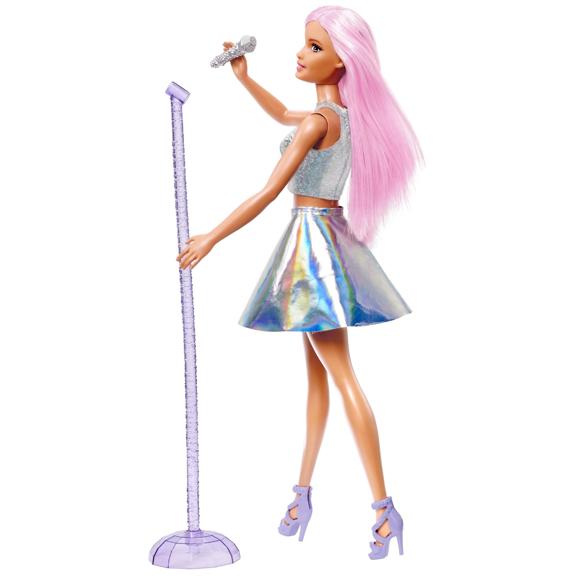 Pop Star Doll - Iridescent Skirt Microphone Pink Hair Ages 3+