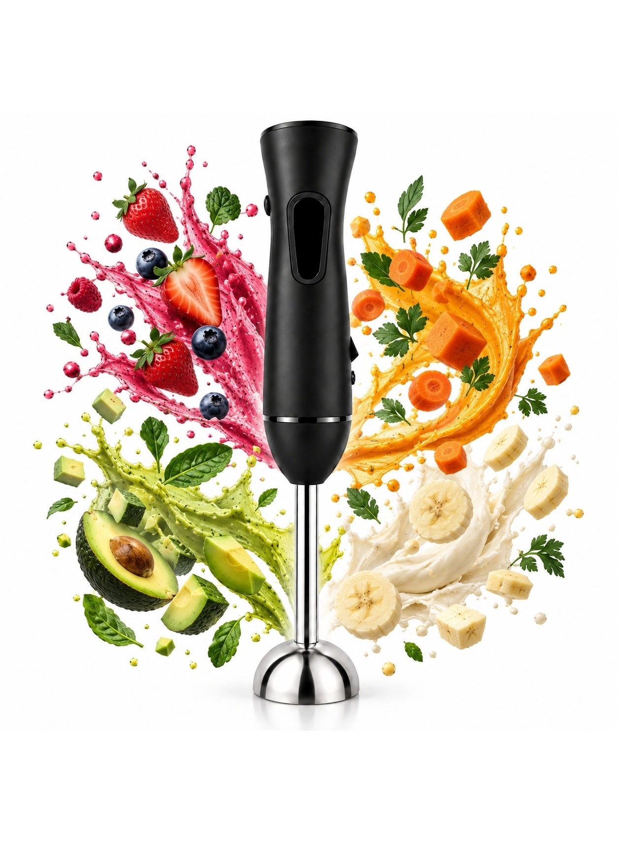 HB-2052S - 2-in-1 Hand Blender, Stainless Steel, Ergonomic Design