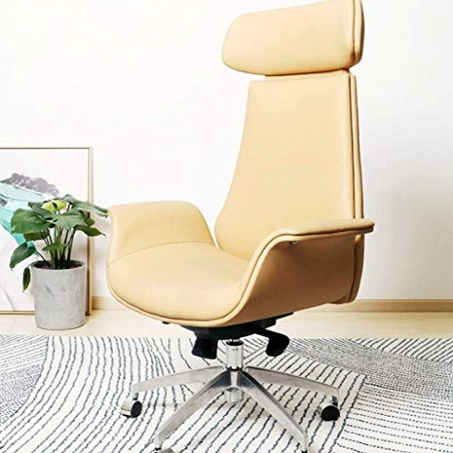 Desk Chair - PU Leather Brown High Back