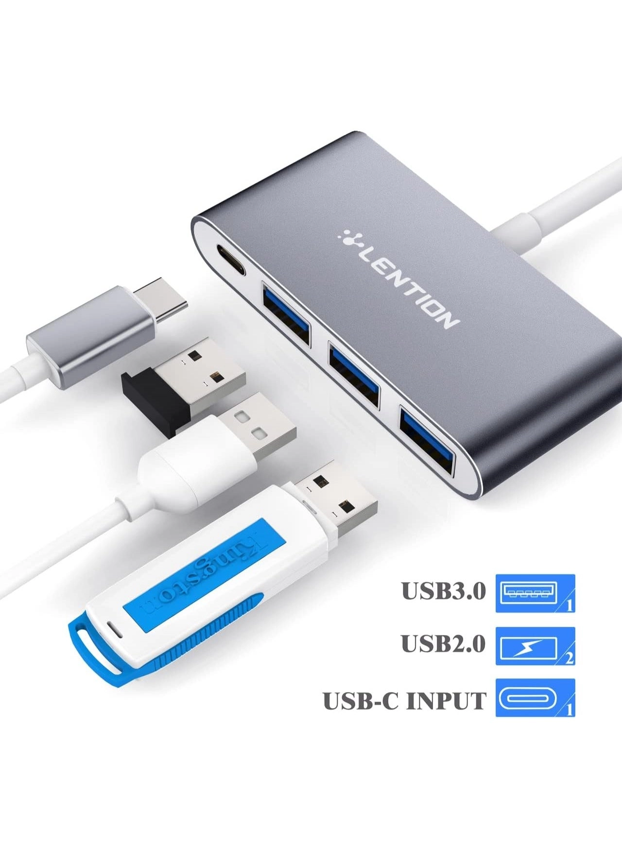 4-in-1 USB-C Hub - 3 USB 3.0 Type-C Power Delivery Space Gray