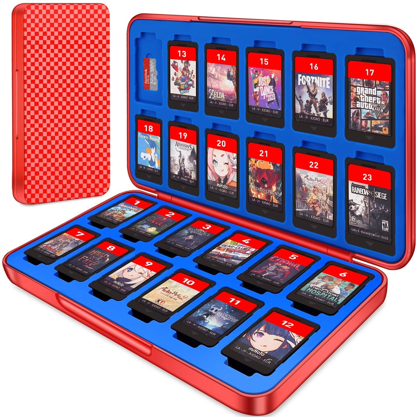 MOSAHOLL Switch Game Holder Case - 24 Cartridge Slots 24 Micro SD Card Storage Slim Portable