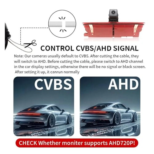 AHD Car Brake Light Rear View Reverse Camera - Night Vision Wire AHD