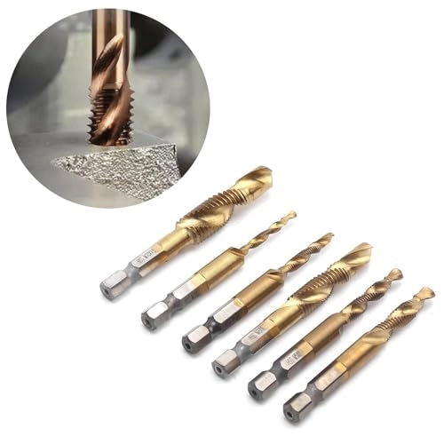 Combination Drill and Tap Bit Set - HSS 6pcs 1/8"-3/8"