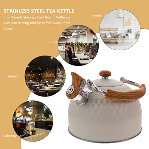 Stove Top Teapot - Wooden stainless steel 3L