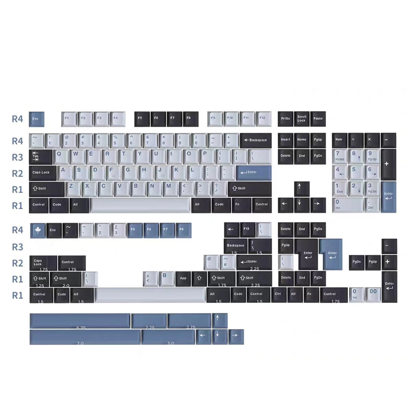 Keycaps - ANSI/ISO Layout Wired