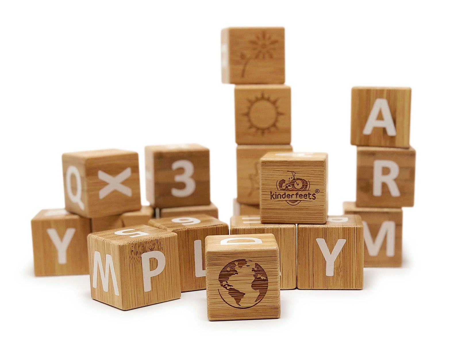 Kinderfeets Crafted ABC Bamboo Blocks - 18 pcs