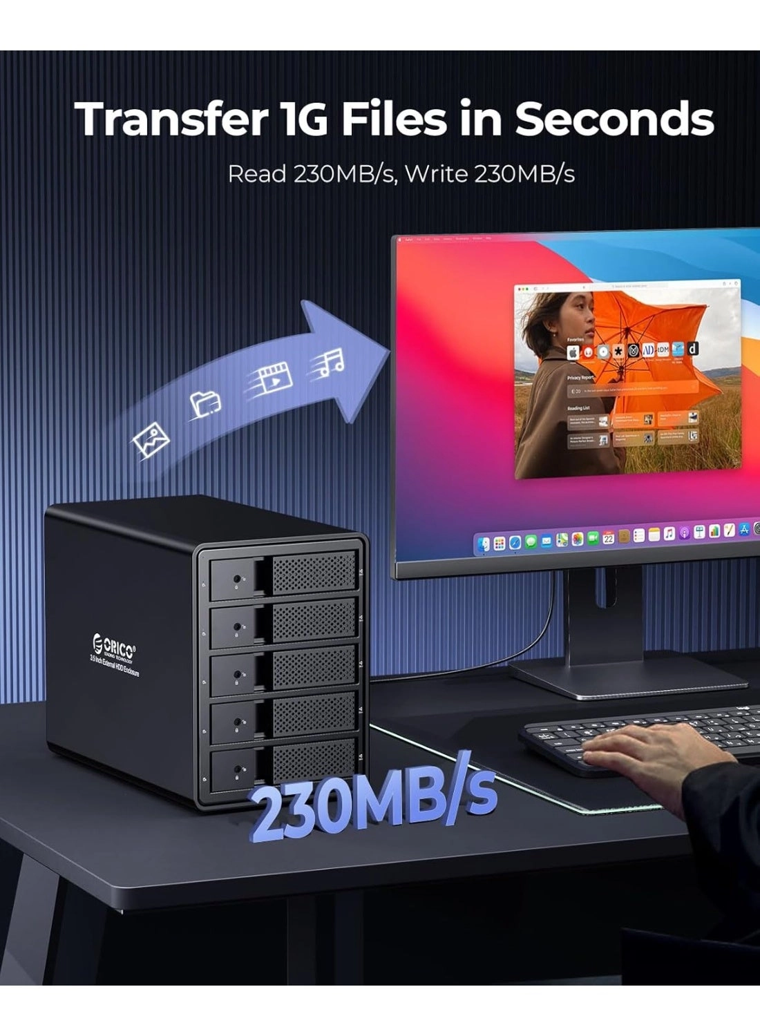 5 Bay External Hard Drive Enclosure - USB 3.0 SATA 3.5 inch