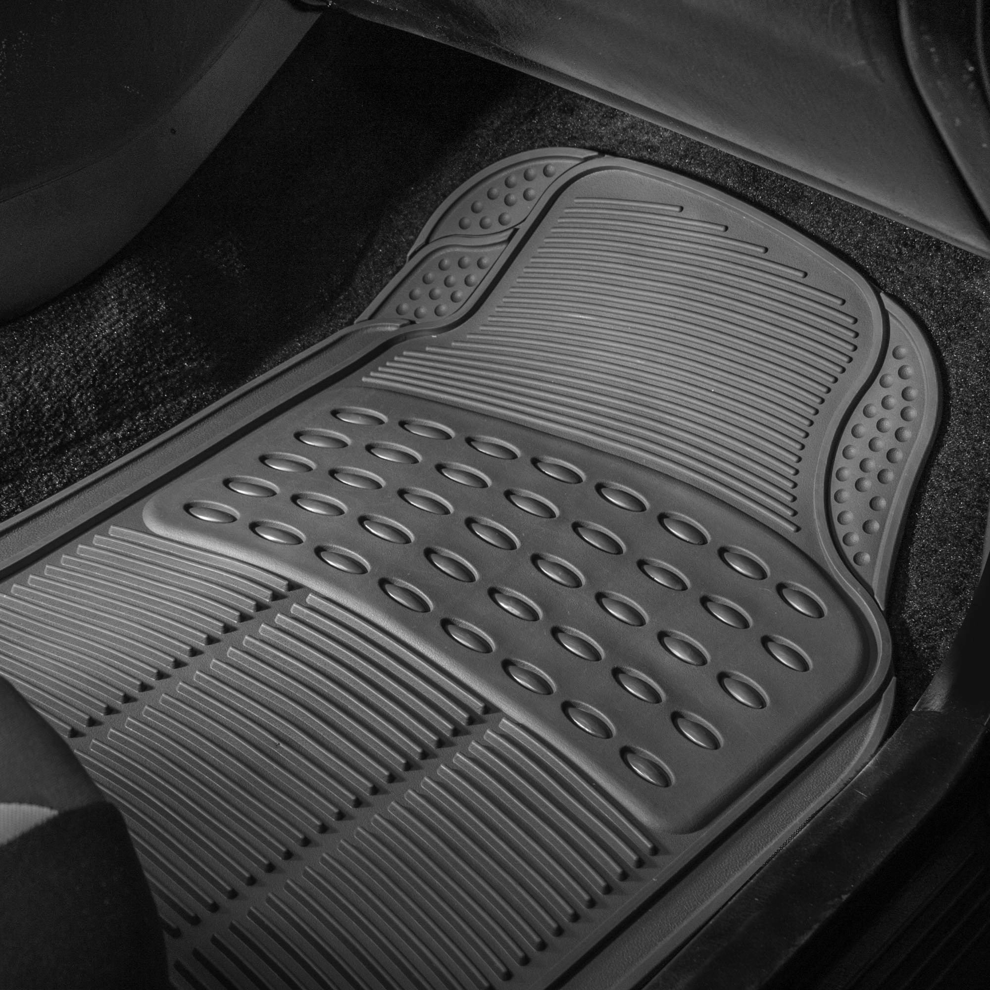 Automotive Floor Mats - Heavy-Duty Rubber Universal Fit Beige