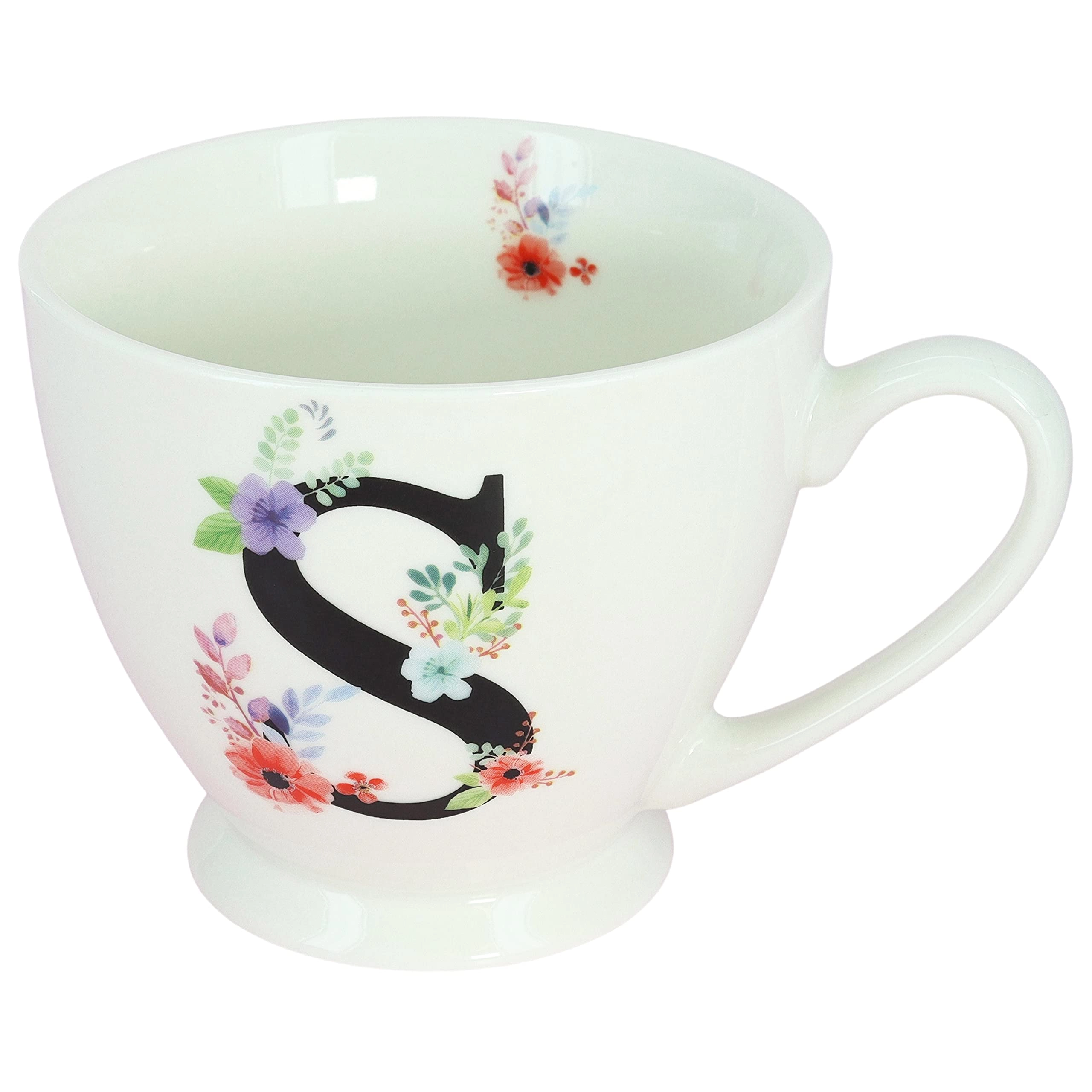 G Decor Ltd Blossom Monogram Ceramic Mug - 1 pcs Floral Alphabet - 450 ml