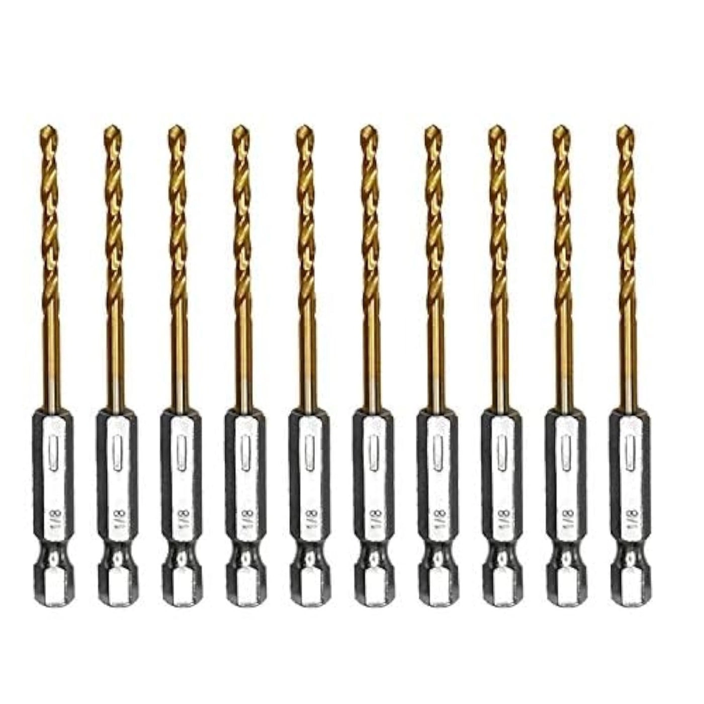 amoolo Hex Shank Drill Bits - Titanium Hss 10Pcs 1/8