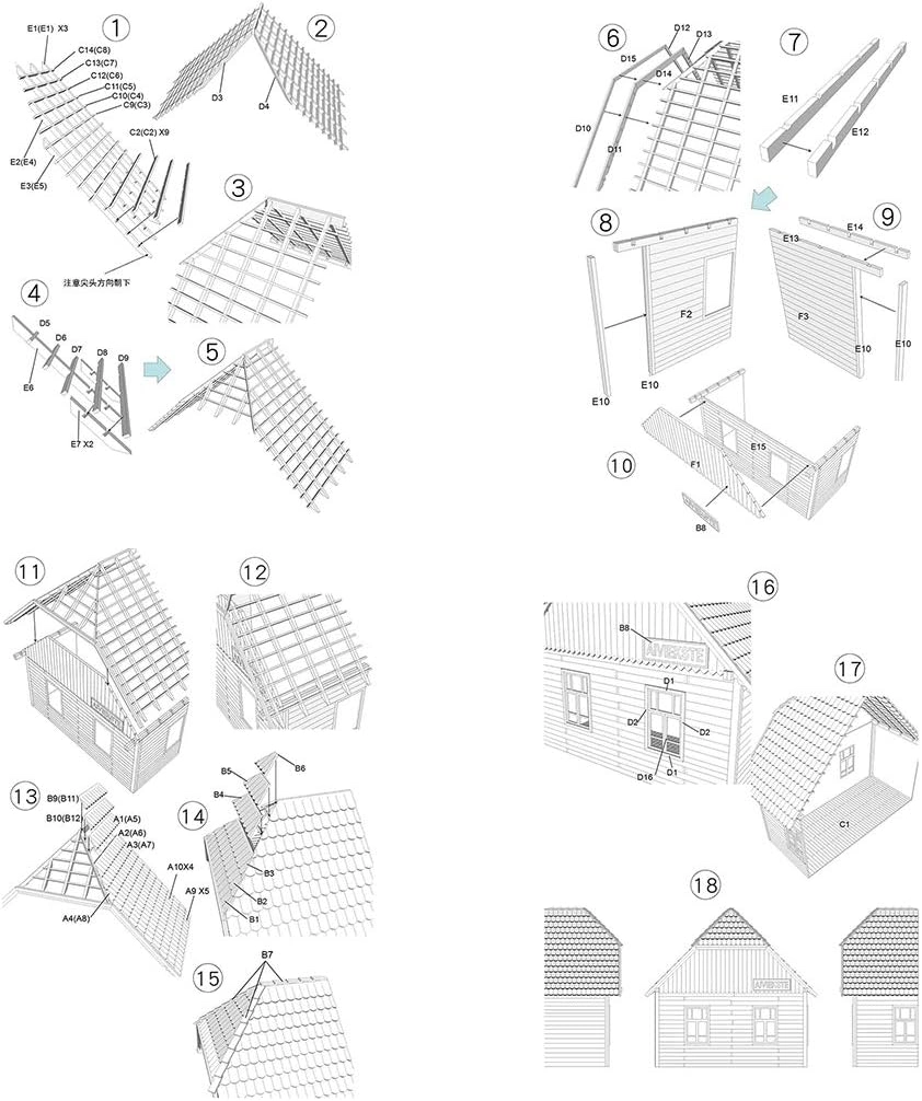 European House Ruin - 1:35 Wooden Unassembled