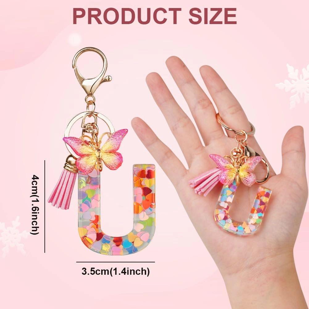 Initial Letter Keychain - Butterfly