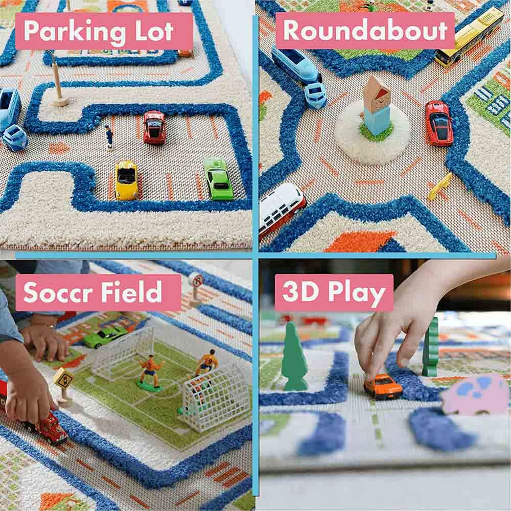 Traffic Design Educational 3D Carpet Playmat - Traffic Blue 12 months