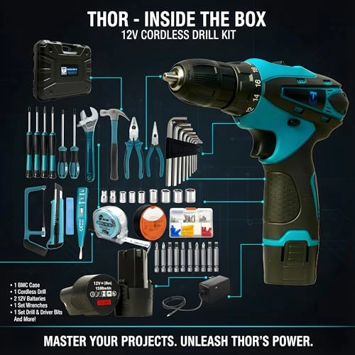 12V Cordless Drill Kit - 1500 Milliamp Hours