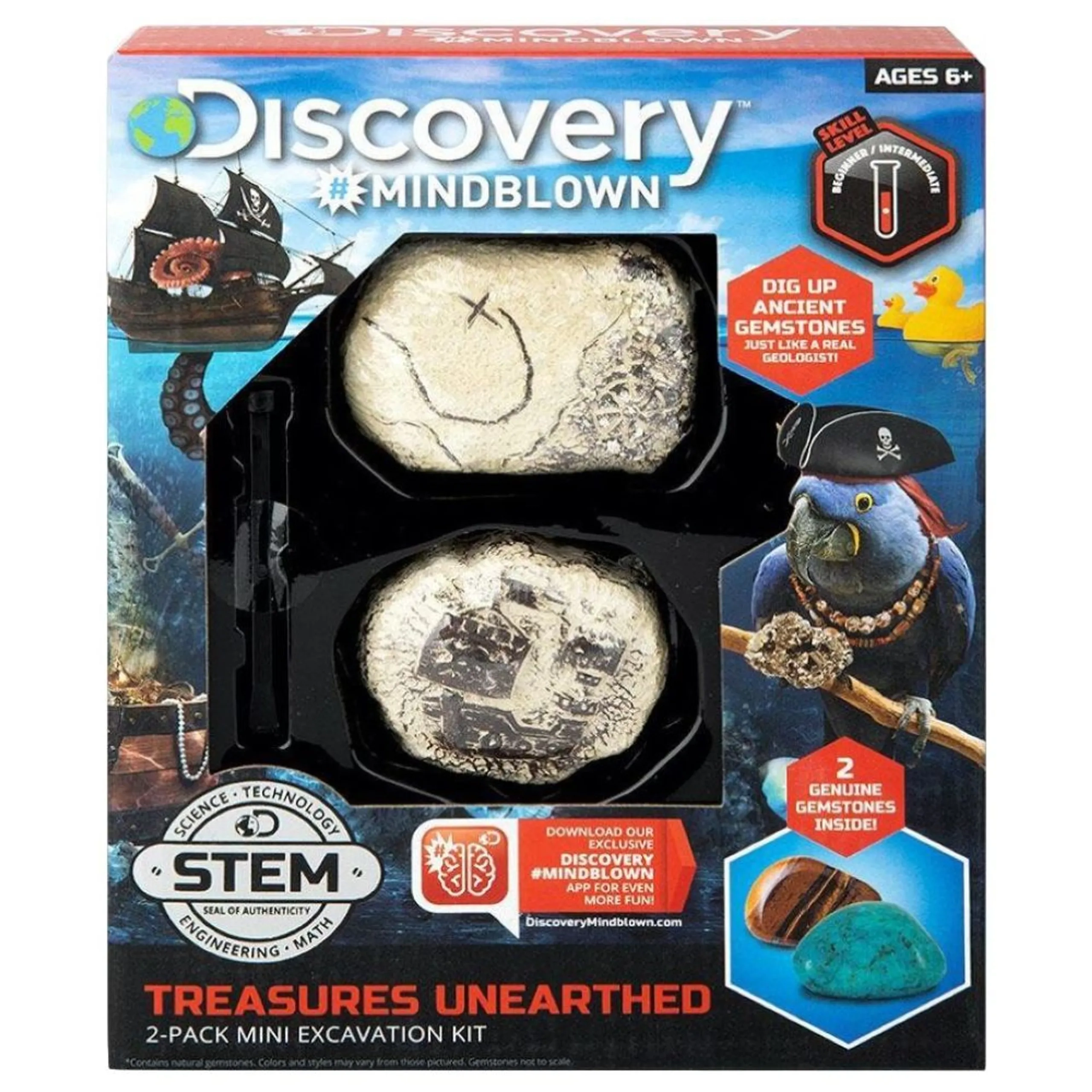 DISCOVERY MINDBLOWN Excavation Kit Mini Gemstone Paleontology Biology - 2 gemstones