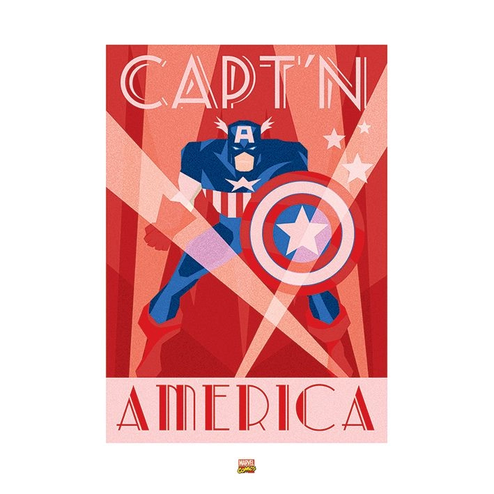 PYRAMID POSTERS Marvel Deco Captain America Art Print - 230 gsm matt-coated art paper 60 x 80 cm