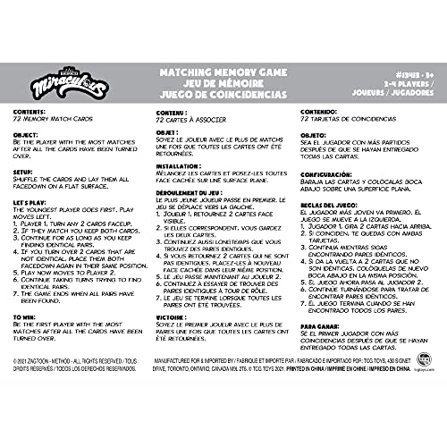 Miraculous Ladybug Memory Matching Card Game - 36 months - 14 years 72 pieces