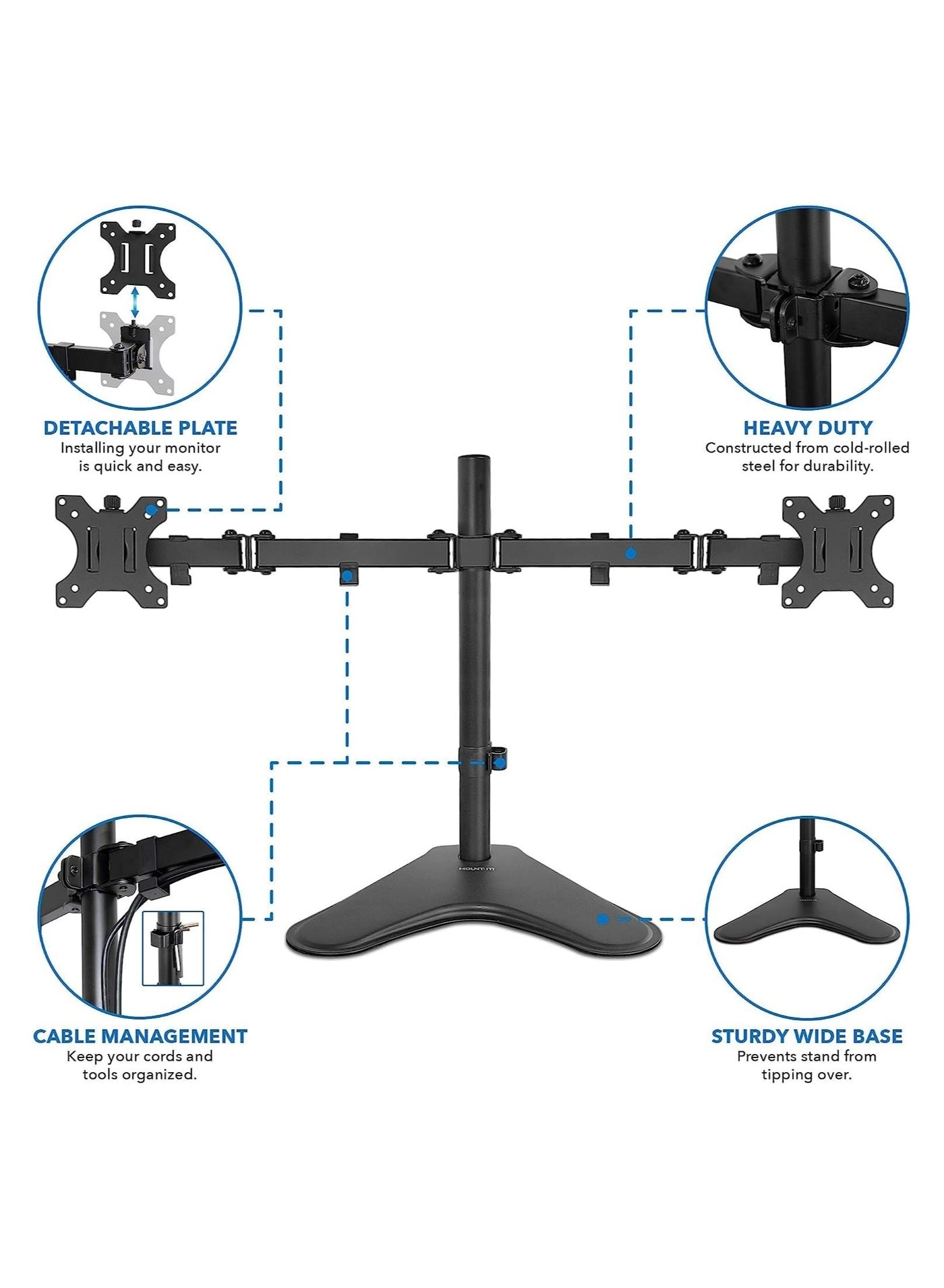 Vertical Dual Monitor Stand - two 32 in VESA 75x75/100x100