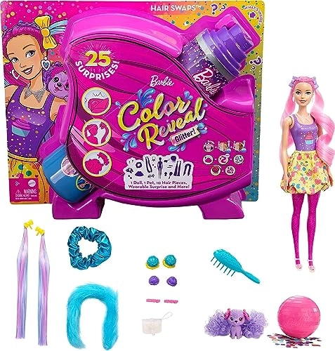 Color Reveal Glitter! Hair Swaps - Glittery Purple and Pink 25 Surprises Each Bundle Ages 3+