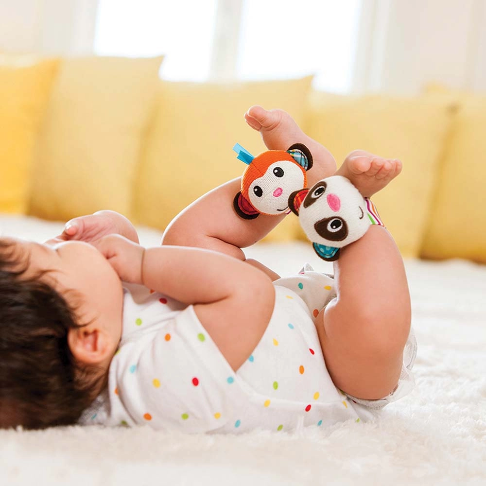 Wrist Rattles - Suitable for 3 to 9 mo Monkey/Panda