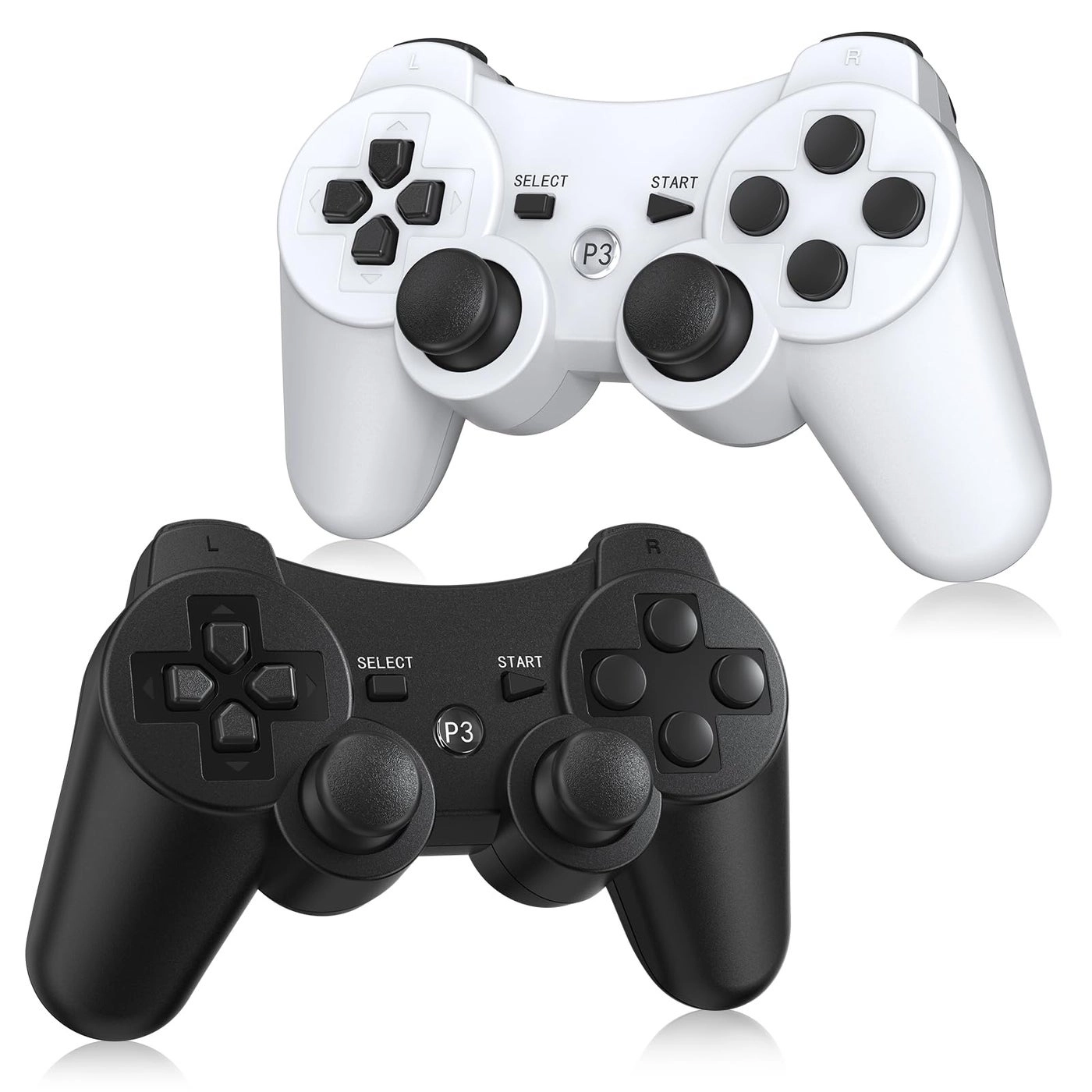 Yinjie Wireless Controller for PS3 - Black White 2 Pack
