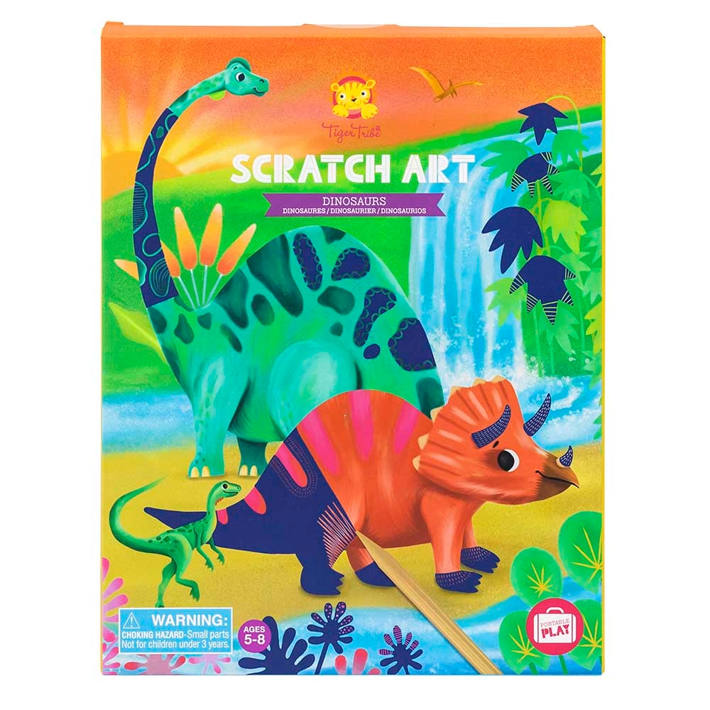 Tiger Tribe Scratch Art Kit - 5-8 years 8 cards 2 wooden etching tools