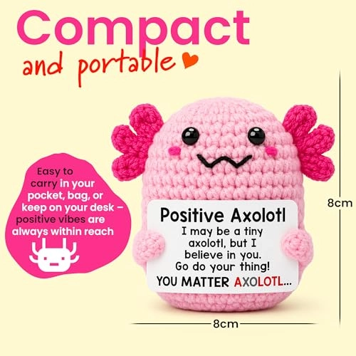 Positive Mini Axolotl Charm Buddie - 14 cm Crochet