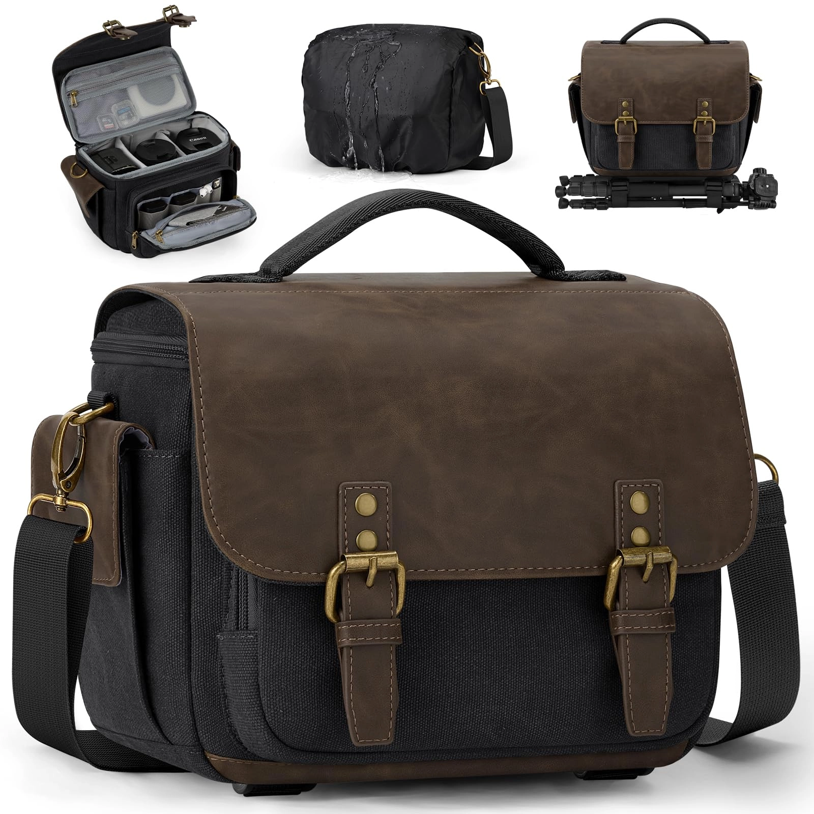 Camera Bag - 9.05"L x 5.9"W x 7.08"H Compatible with Nikon, Sony, Fuji, Canon, Olympus, Pentax, Kodak Sling Bag