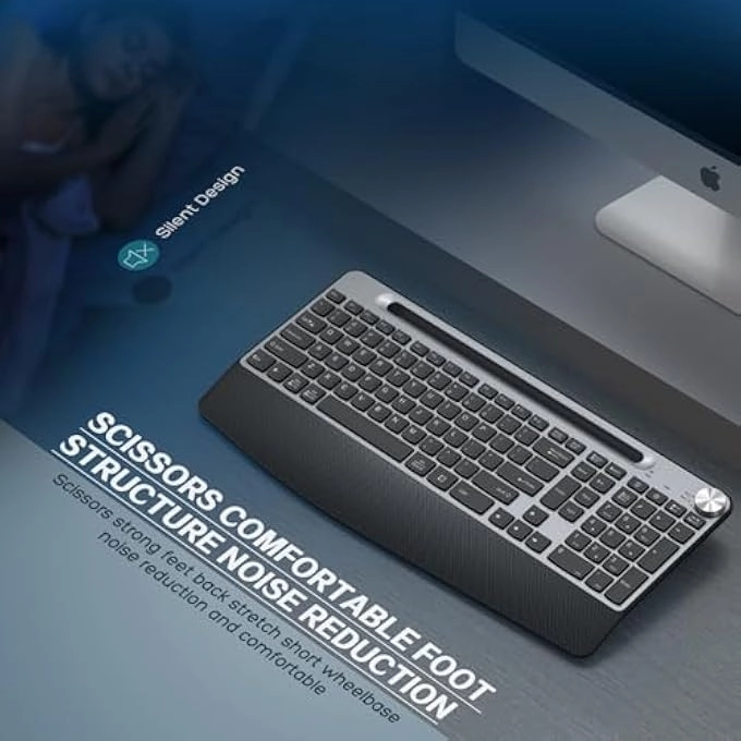 Ergonomic Wireless Rechargeable Bluetooth Keyboard - Wired/Wireless